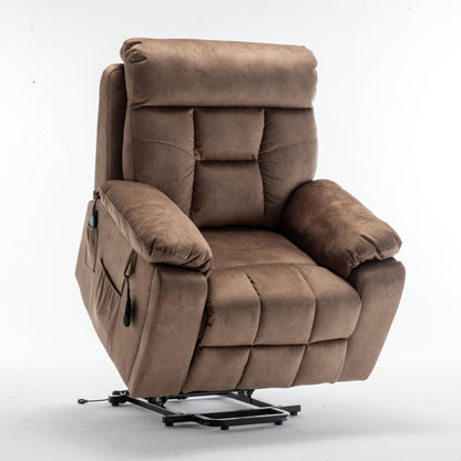 Wilson Power Electric Velvet Reclining Chair - Brown