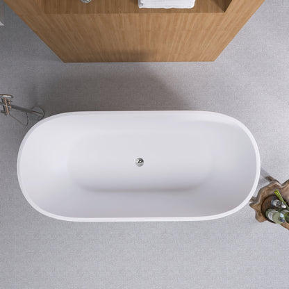 Hana 65" Oval Shape  Acrylic Freestanding  Soaking Bathtub - Matte White