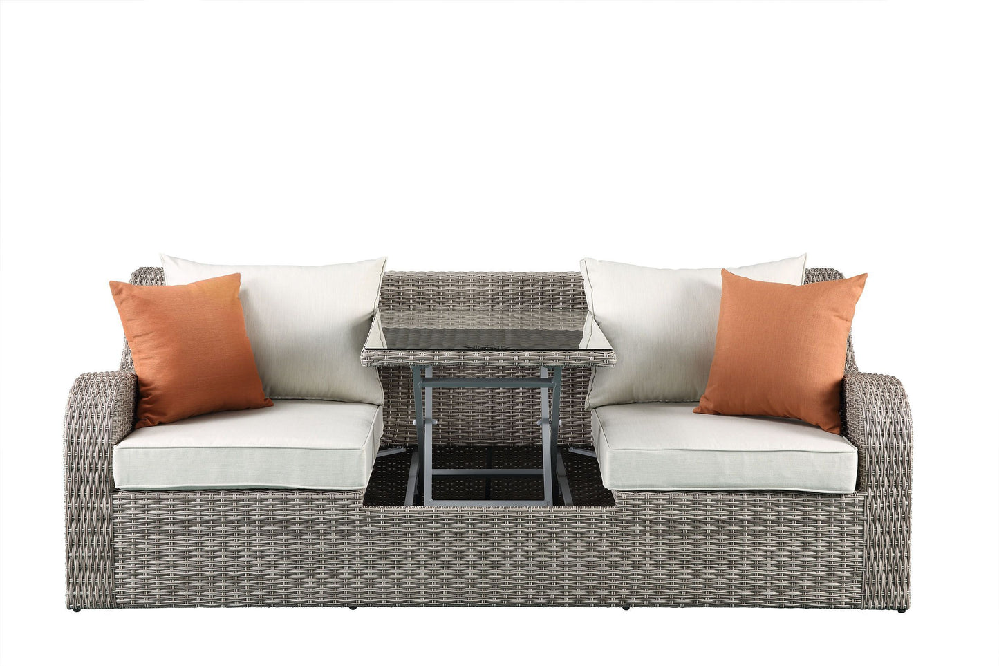 Salena Patio Sectional & 2 Ottomans (2 Pillows) - Beige