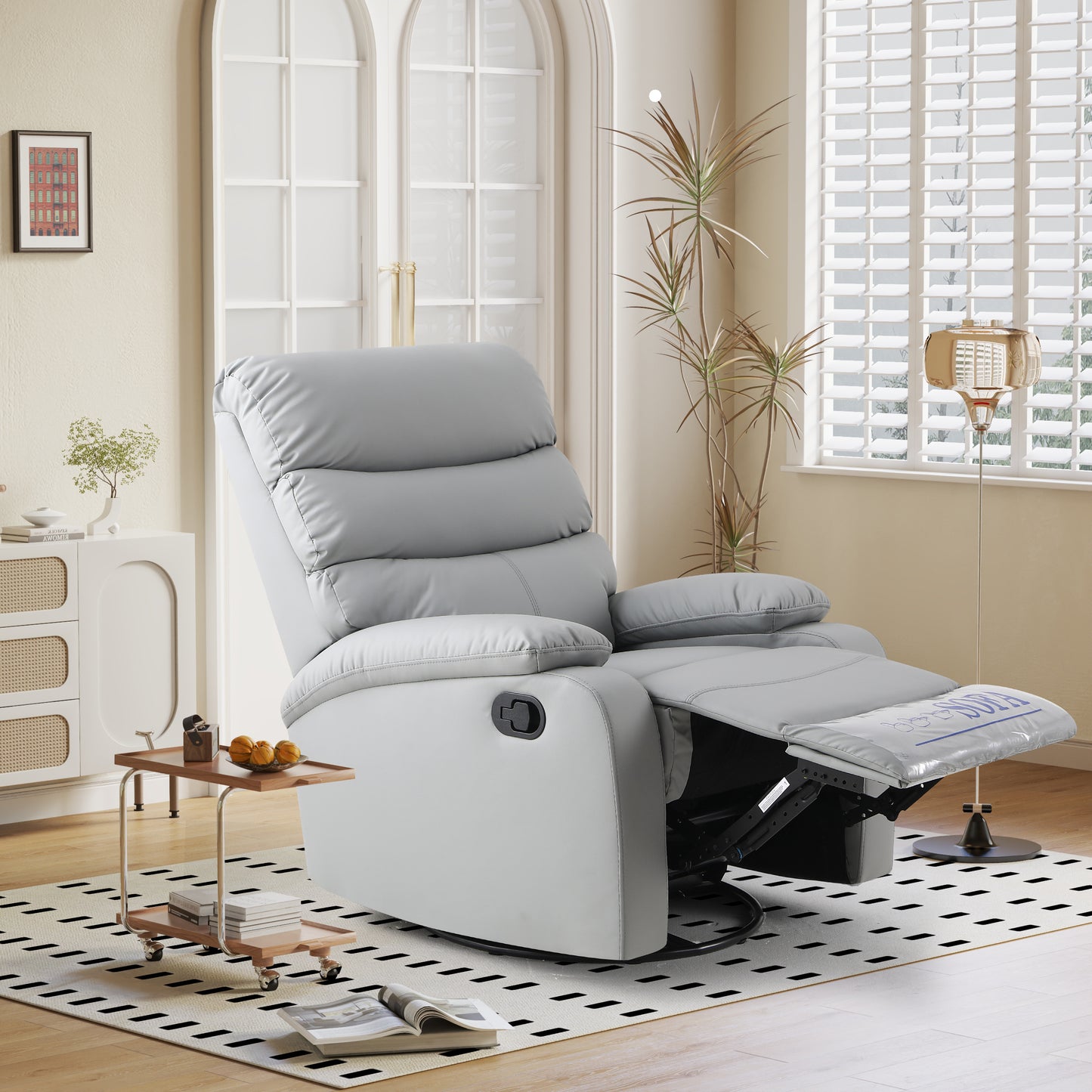 Lexi 360 Degree Swivel Rocking Recliner Chair - Light Gray