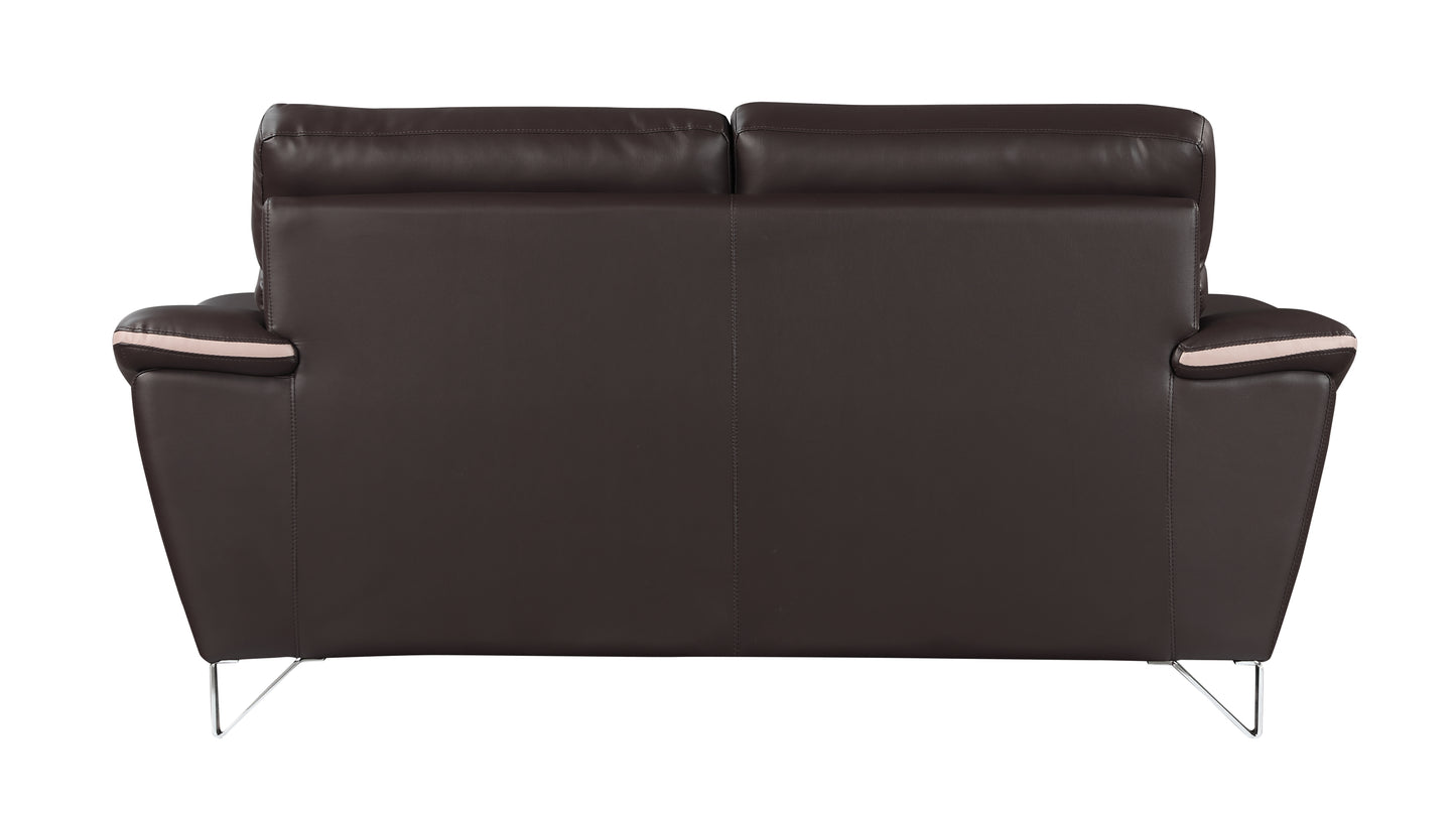 Eden Genuine Leather Loveseat - Brown