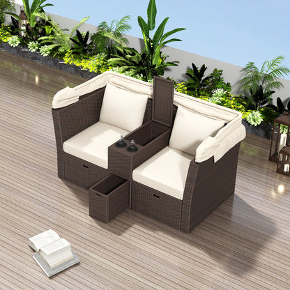 Ginson 2-Seater Outdoor Patio Daybed - Beige