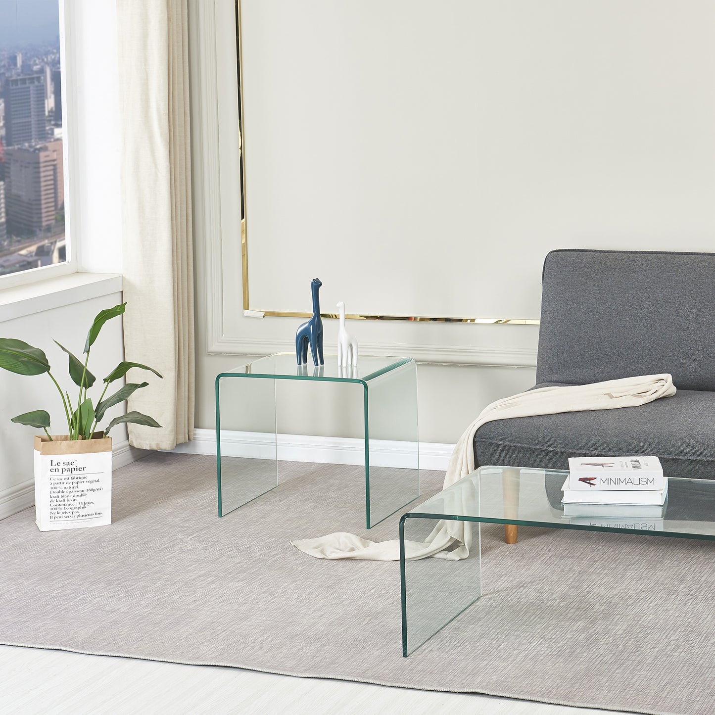 Tempered Clear Glass Side & End Table