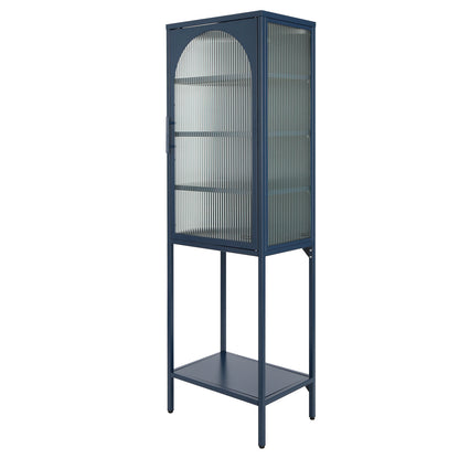 Arched Tempered Glass High Cabinet - Blue