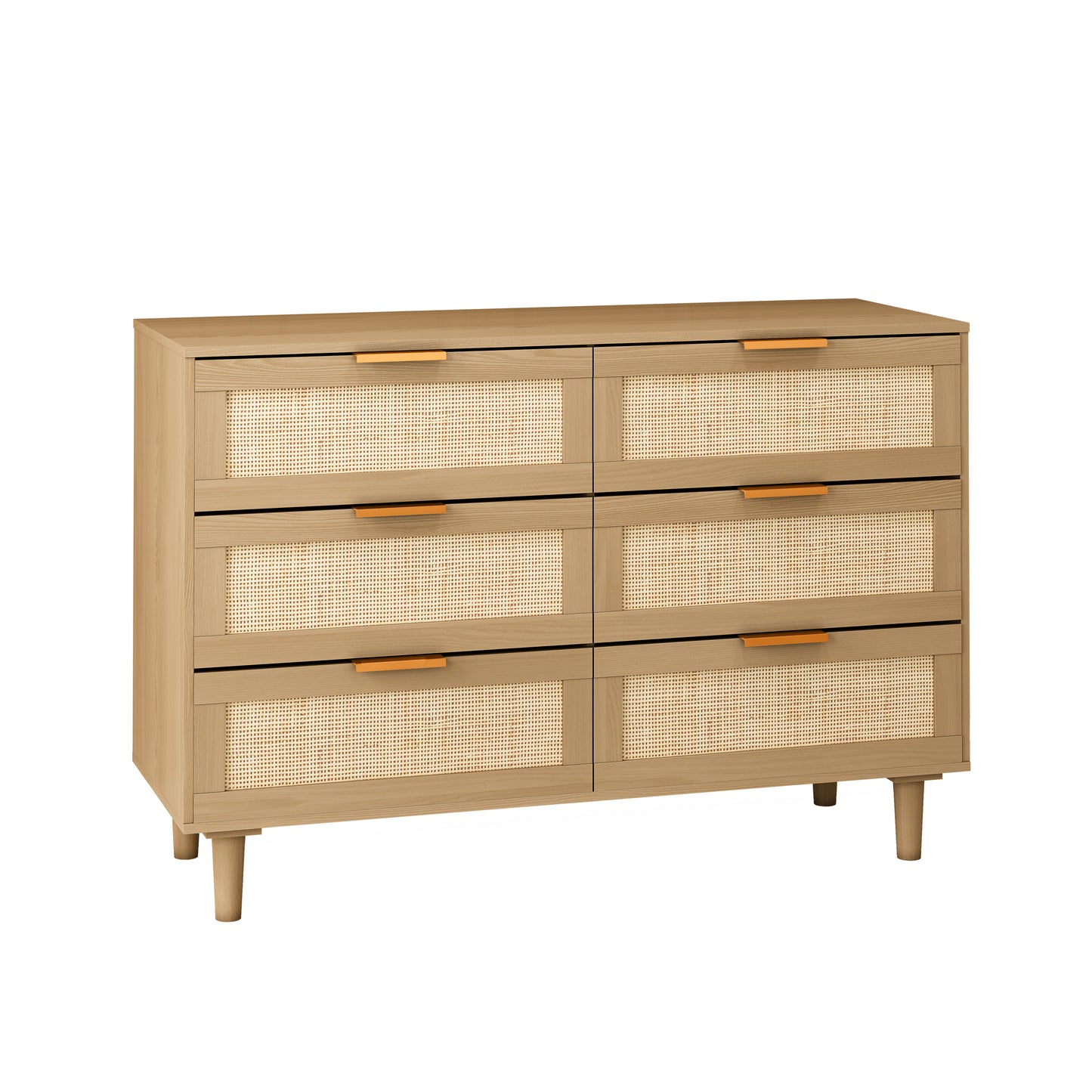 Osteen 6 Drawers Rattan Dresser - Oak