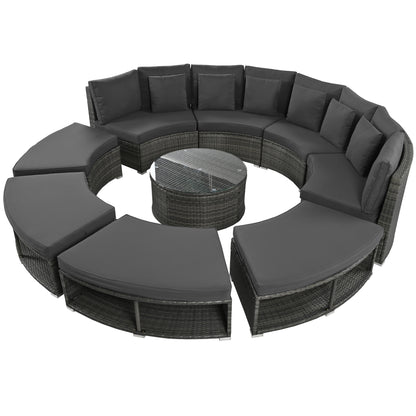 Serrano 9 Pc Outdoor Patio Circular Outdoor Sofa Set - Gray