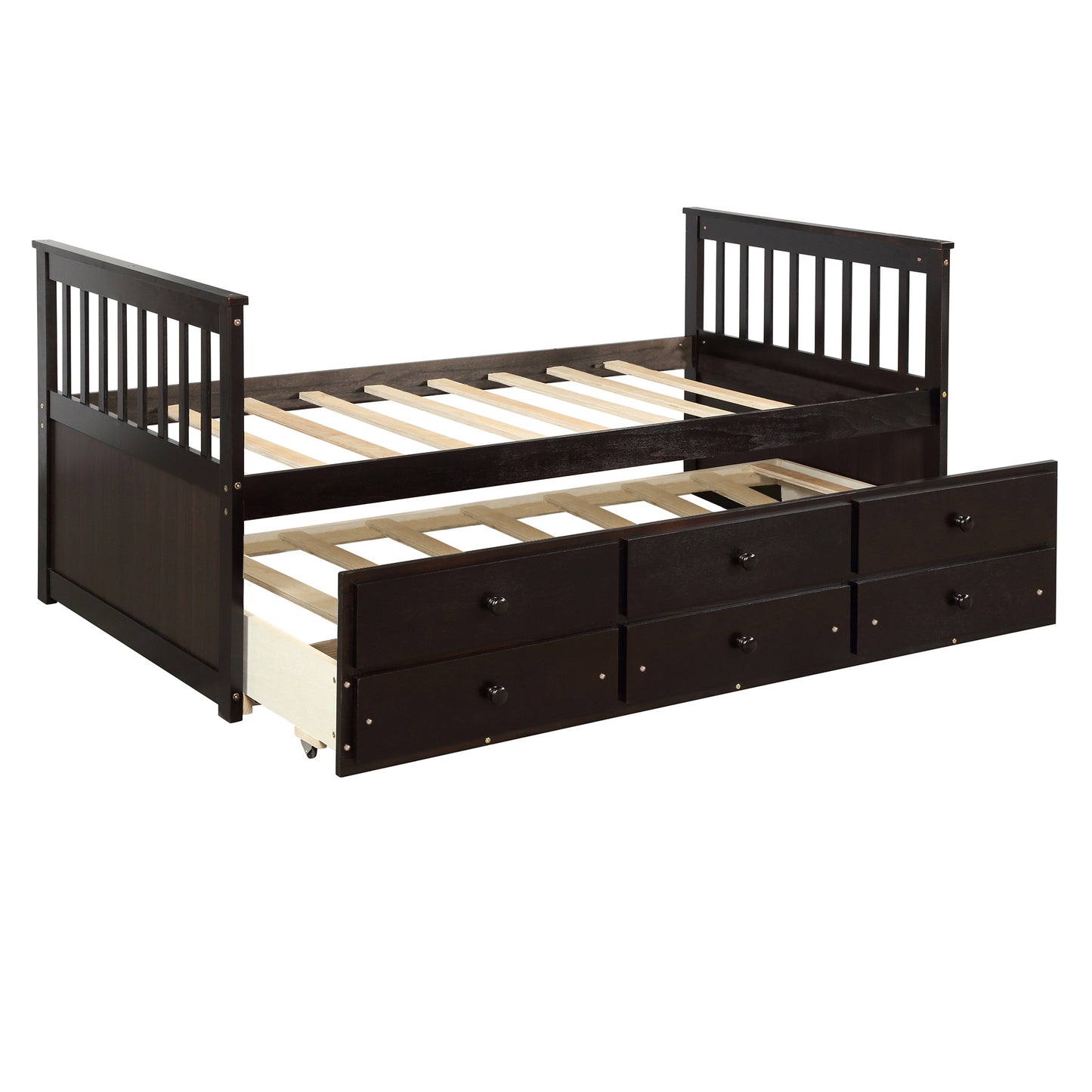 Abby Twin Daybed with Trundle Bed and Storage Drawers - Espresso