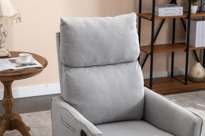 Cotton Linen Fabric Swivel Rocking Chair - Light Gray