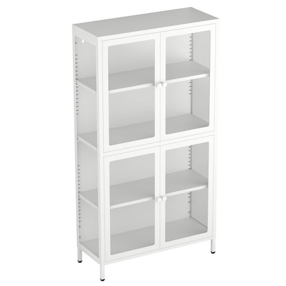 Hart Four Glass Door Storage Cabinet - White