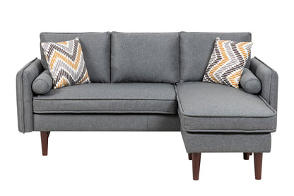 Mia Sectional Sofa Chaise with USB Charger & Pillows - Gray