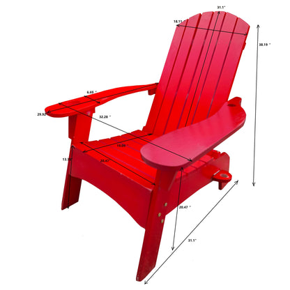 Surno Outdoor Wood Adirondack Chair with Umbrellaan hole - Red