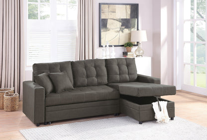 Amir Convertible Sectional Pull Out Bed Sofa Chaise Reversible Storage Chaise  - Black