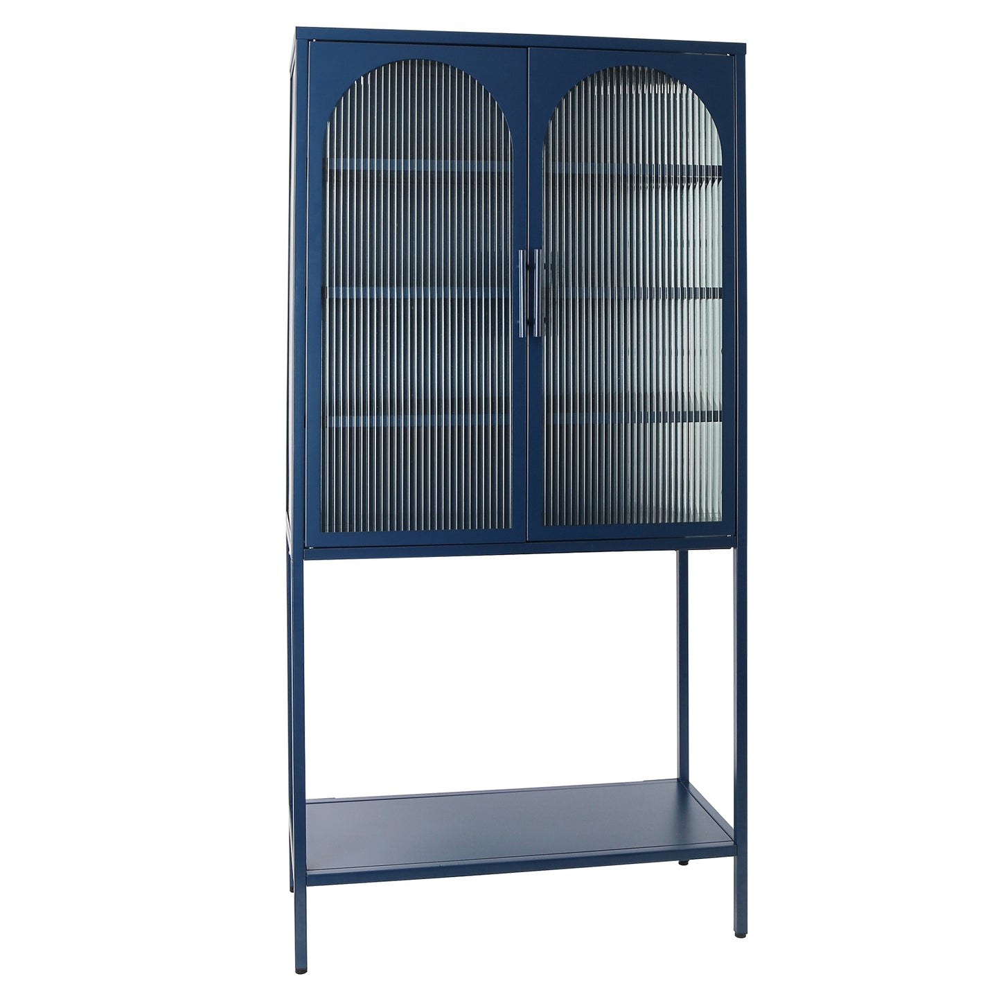 Arched II Glass Doors Floor Cabinet - Blue