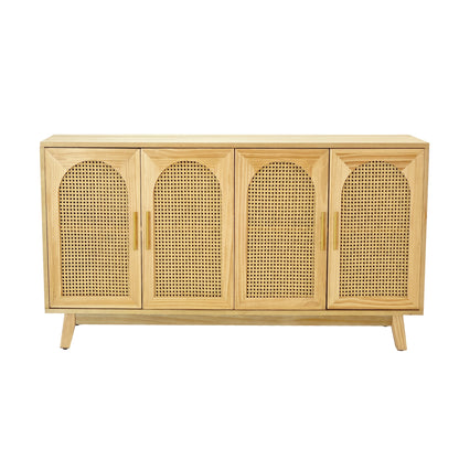 Xenia 4-Door Cabinet with Rattan - Natural