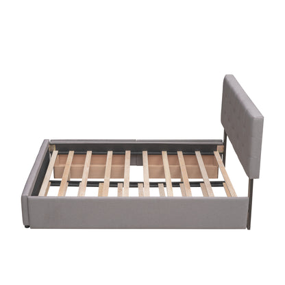 Draco Queen Size Platform Bed with 2 Drawers - Light Gray