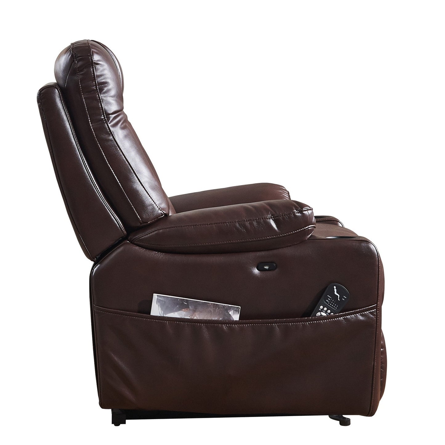 Cove Large size Electric Power Lift Recliner Chair with Massage and Heat - Brown