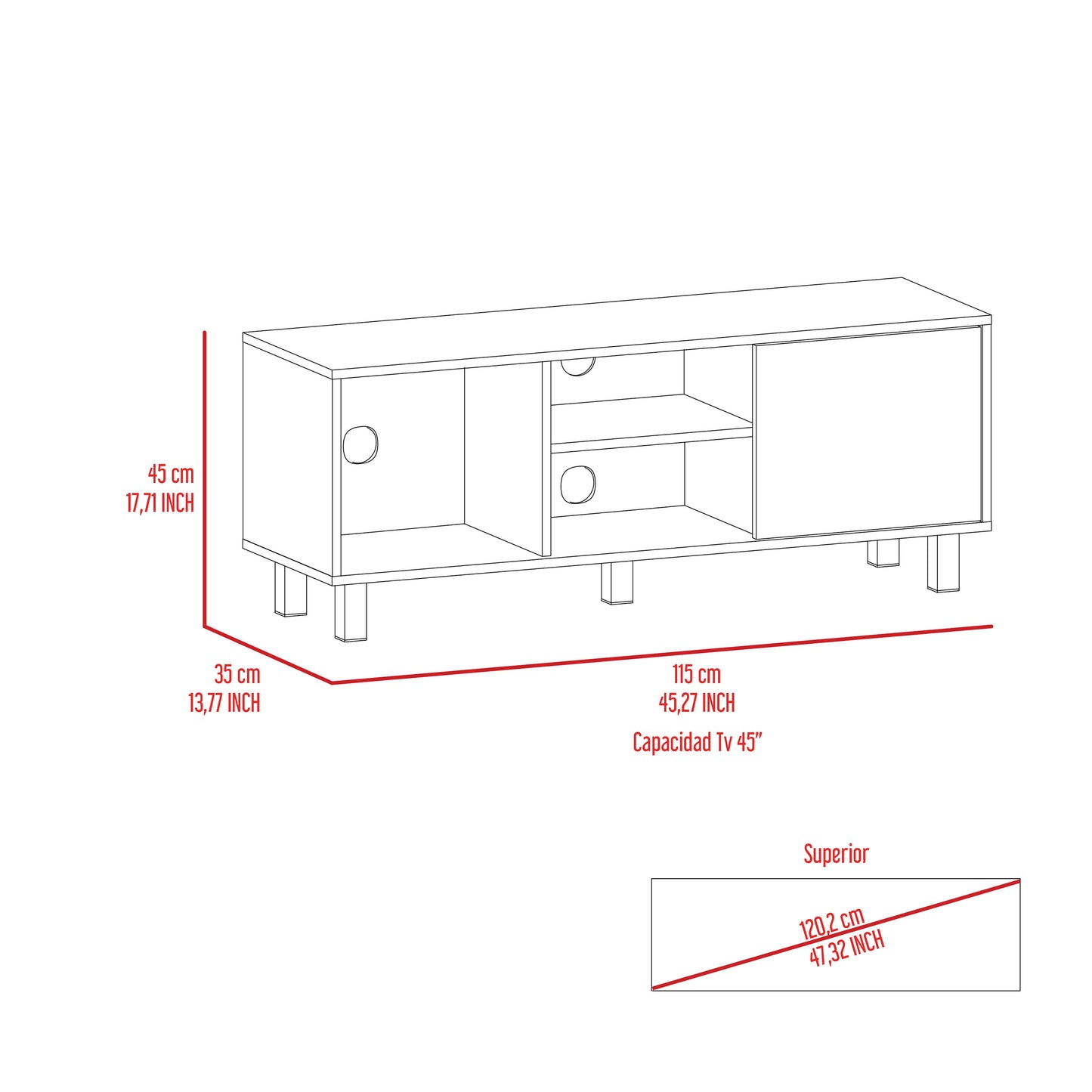 Harrison 3-Shelf Rectangle TV Stand - Light Oak