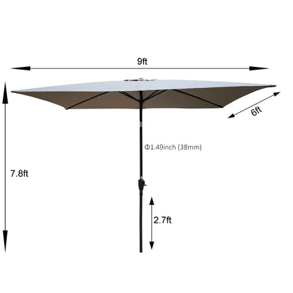 Zane 6 x 9 ft  Patio Umbrella with Crank - Gray