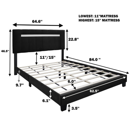 York Queen Size Platform Bed with Adjustable Height - Black