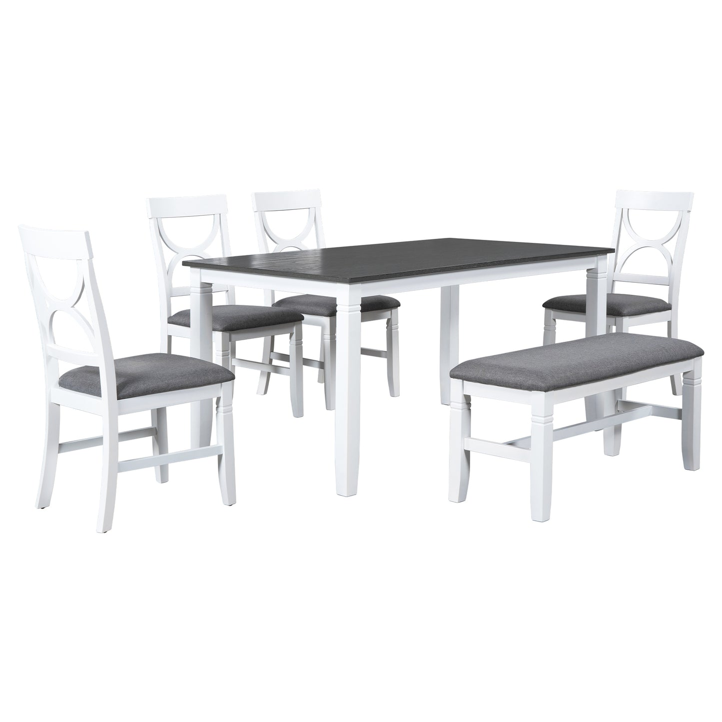 Venus 6pc Dining Set Dining Table 4x Side Chairs And Bench