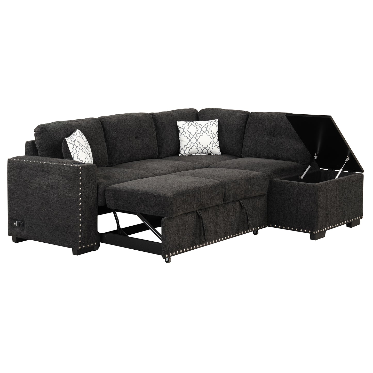 Javier Reversible Sectional Pull-Out Sofa Bed - Black