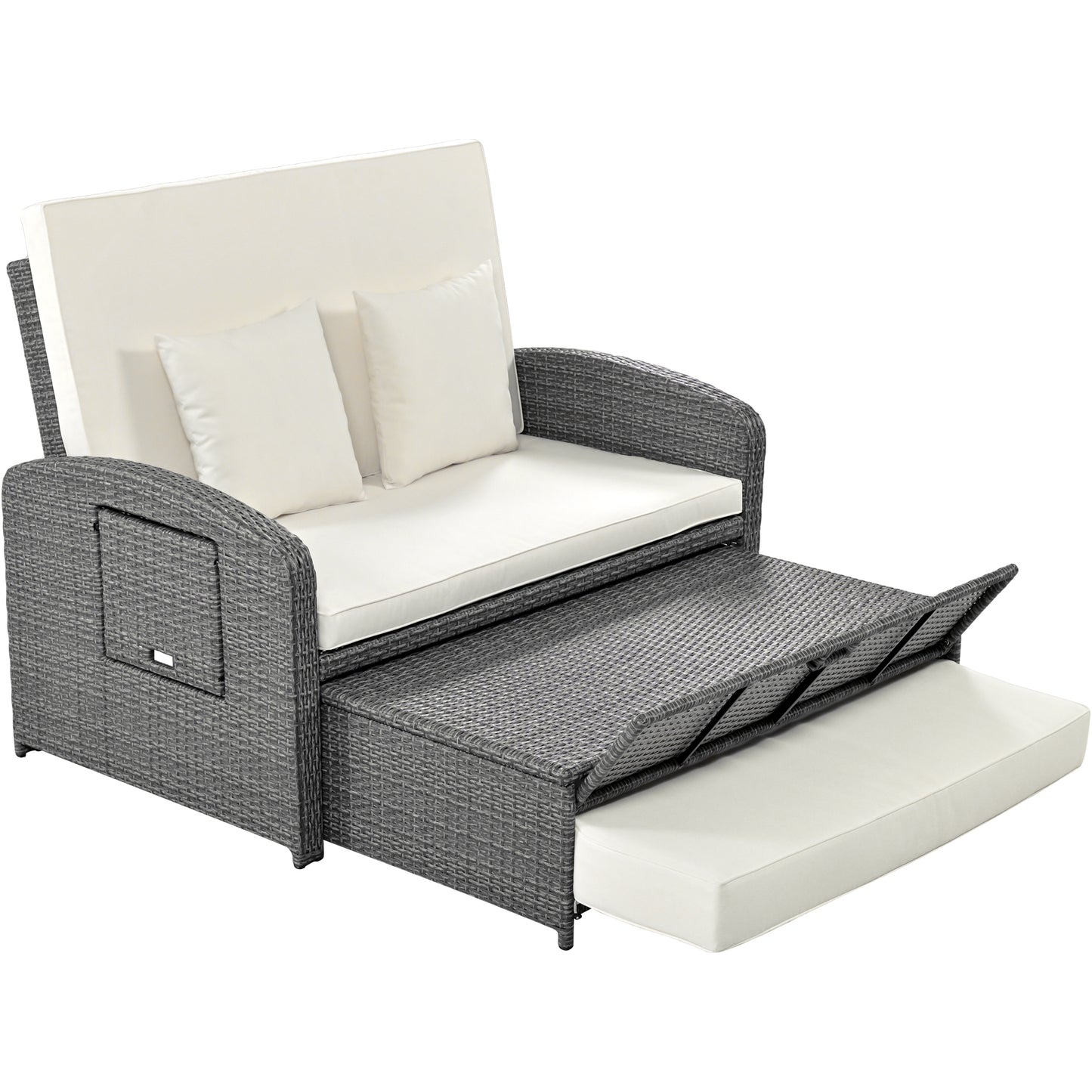 Tula PE Wicker Rattan Double Chaise Lounge - White