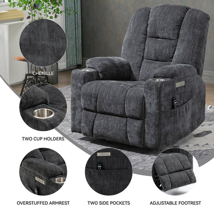 Rico Large Power Lift Recliner Chair with Heat and Massage - Gray