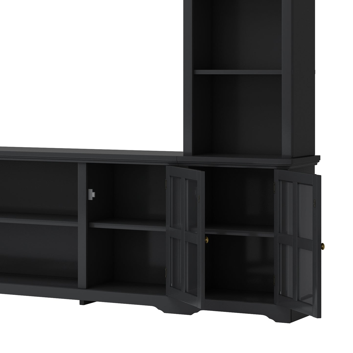 Tio Entertainment Wall Unit TV Stand with Tempered Glas - Black