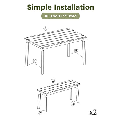 Shila 3 Pc Acacia Wood Table Bench Dining Set