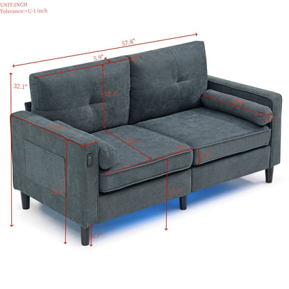 Loveseat Couch with LED Lights - Gray