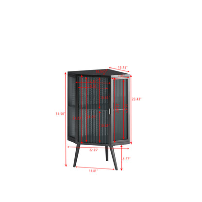 Rey Corner Cabinet with Tempered Glass - Black