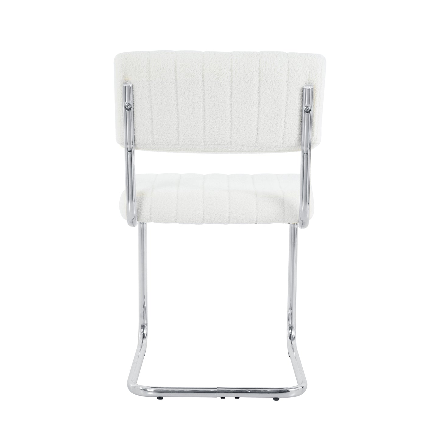 Ezell Dining Chairs with Chrome Metal Leg (Set of 2) - White