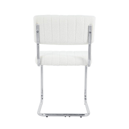 Ezell Dining Chairs with Chrome Metal Leg (Set of 2) - White