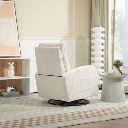 JiaDa Upholstered Swivel Rocking Chair - Beige