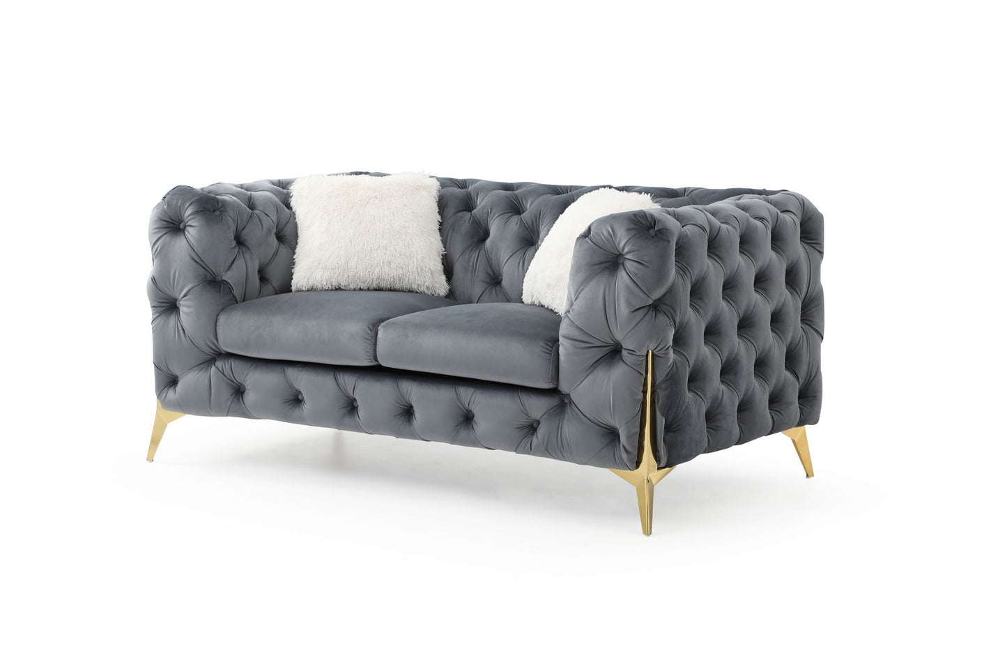 Pratt Tufted Velvet Loveseat - Gray