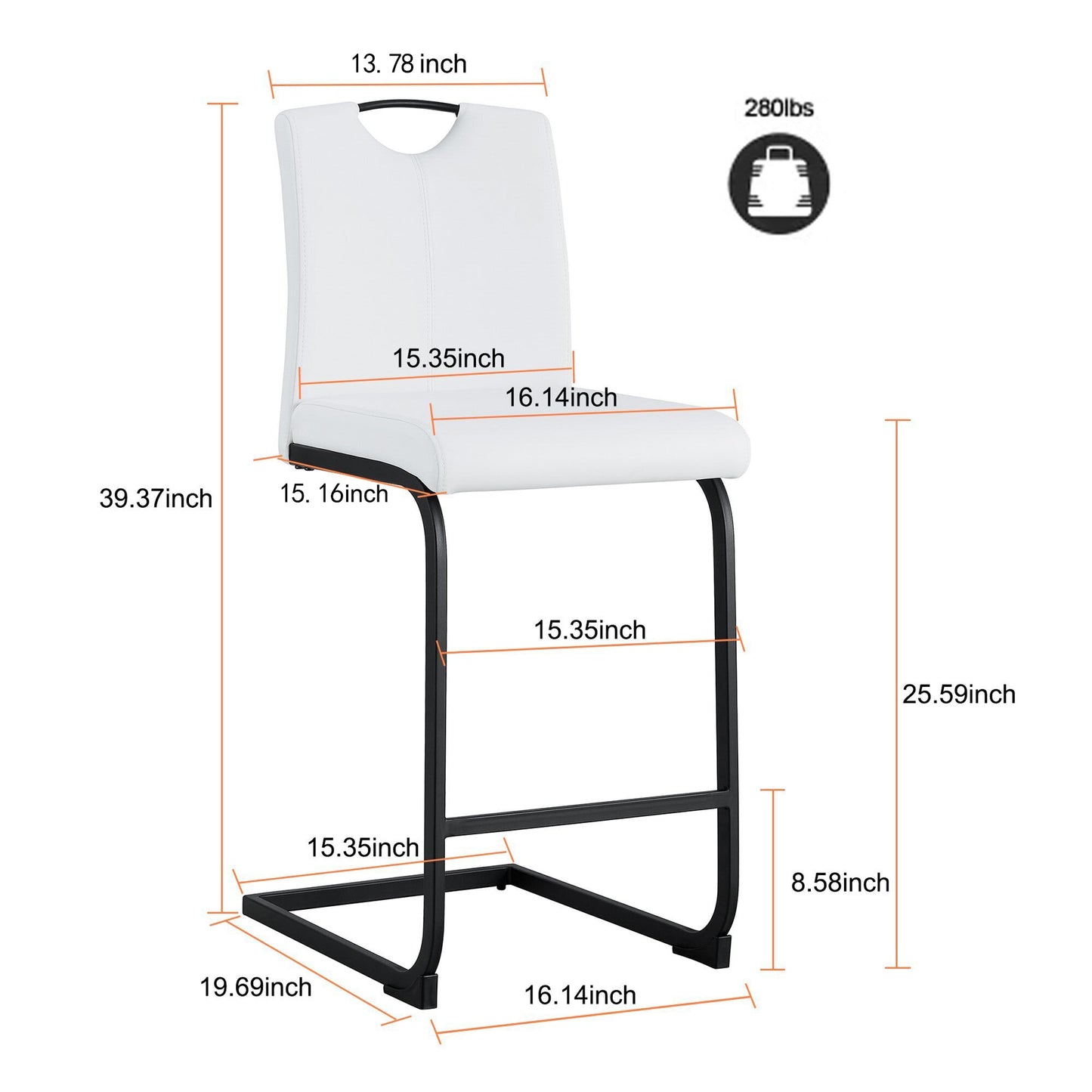 Flex Counter Height Chair - White Set of 2