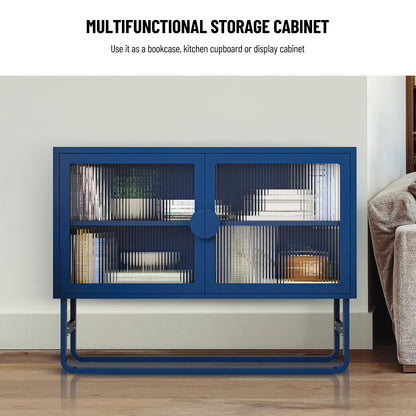 Tempered Glass Cabinet Credenza - Blue