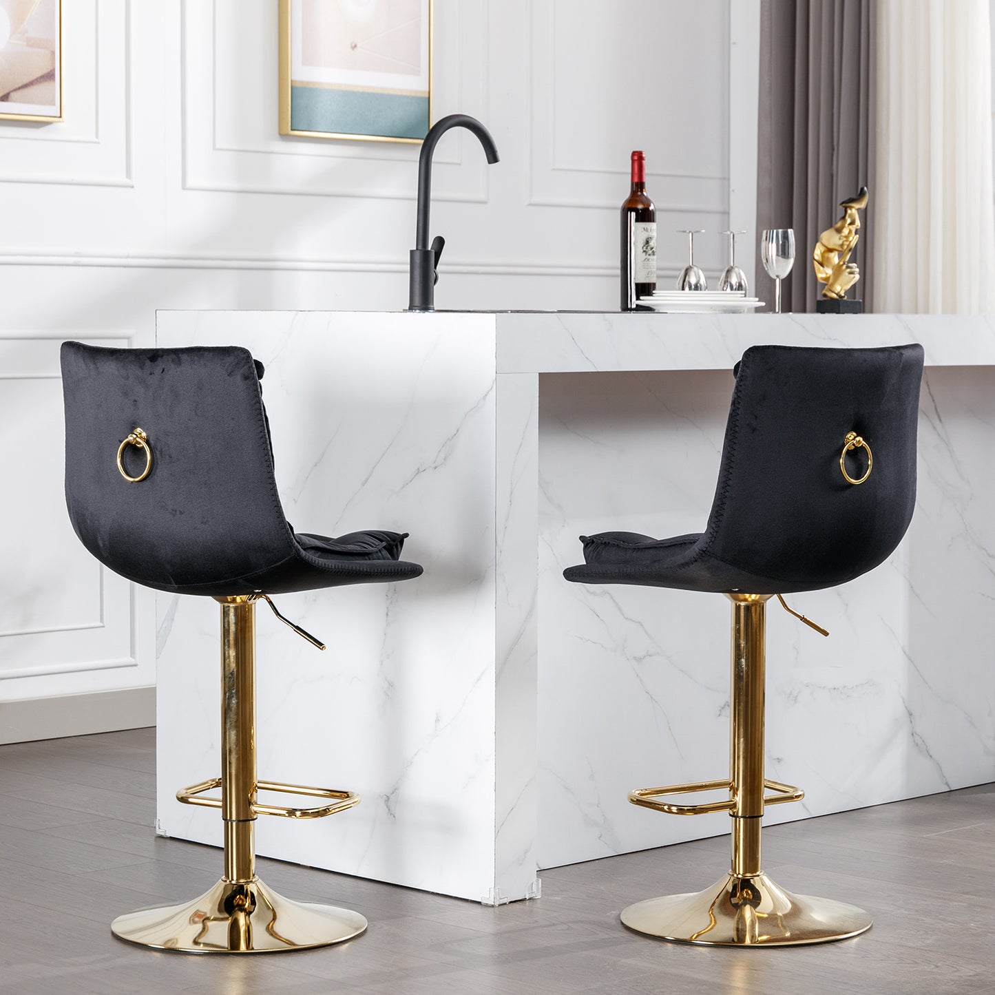 Valor Swivel Bar Stools - Black Set of 2