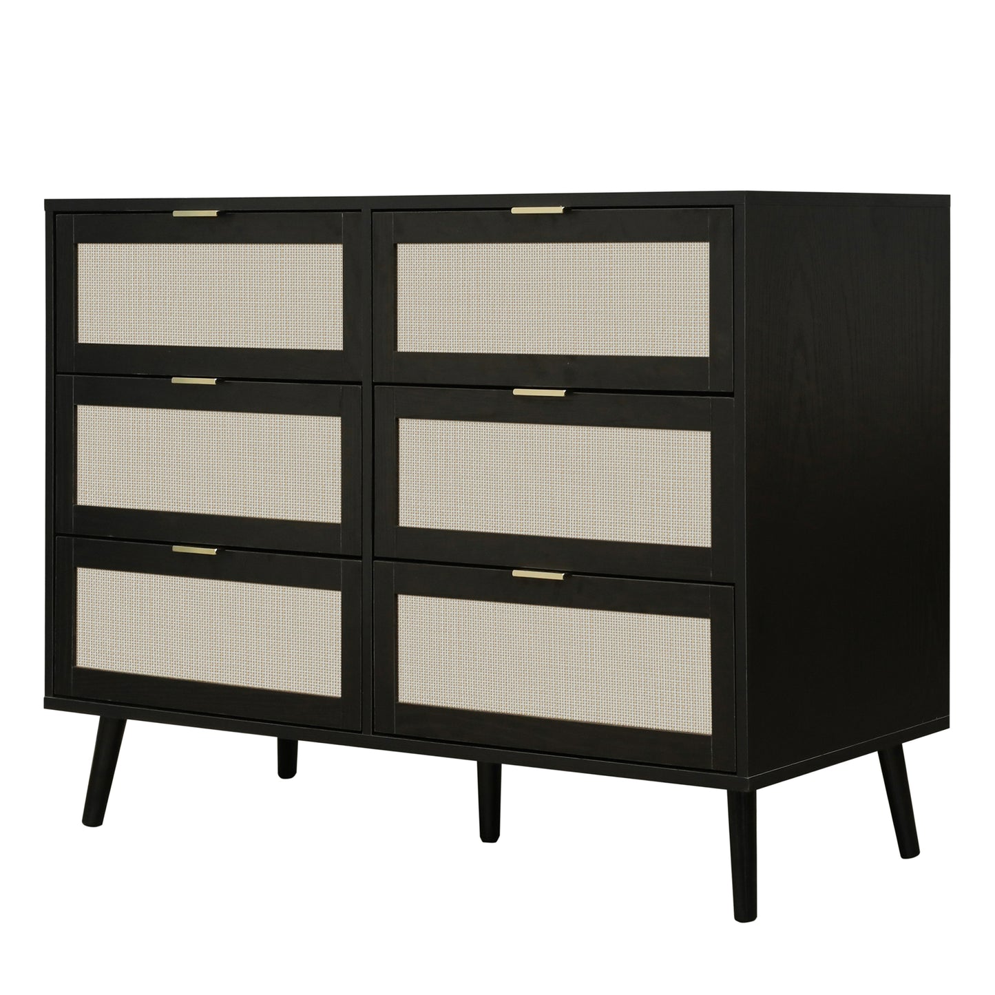 Noi 6 Drawer Dresser Wood Cabinet - Black