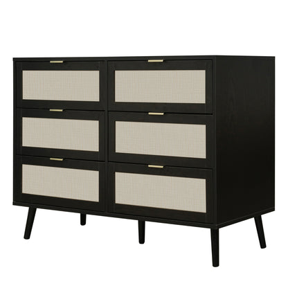 Noi 6 Drawer Dresser Wood Cabinet - Black