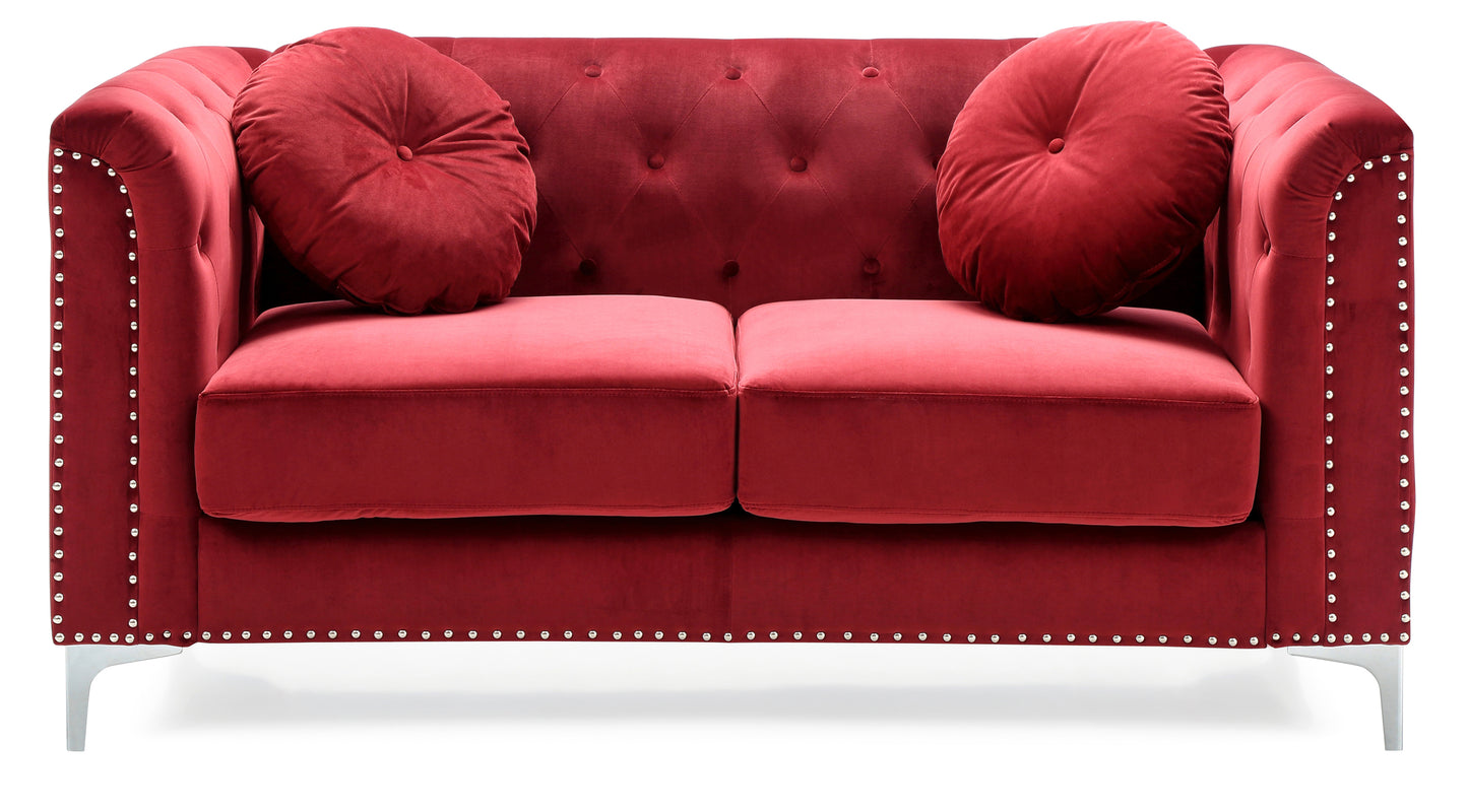 Enzo Sloped Arm Loveseat - Burgundy