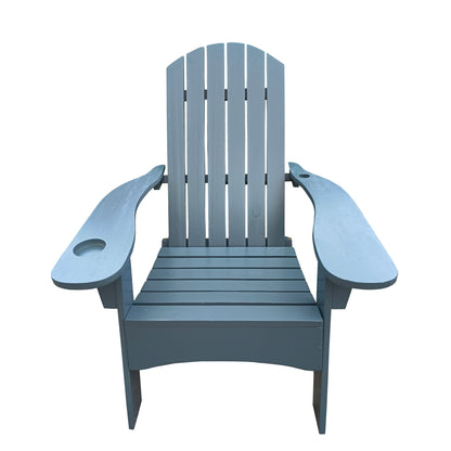 Surno Outdoor Wood Adirondack Chair with Umbrellaan hole - Gray