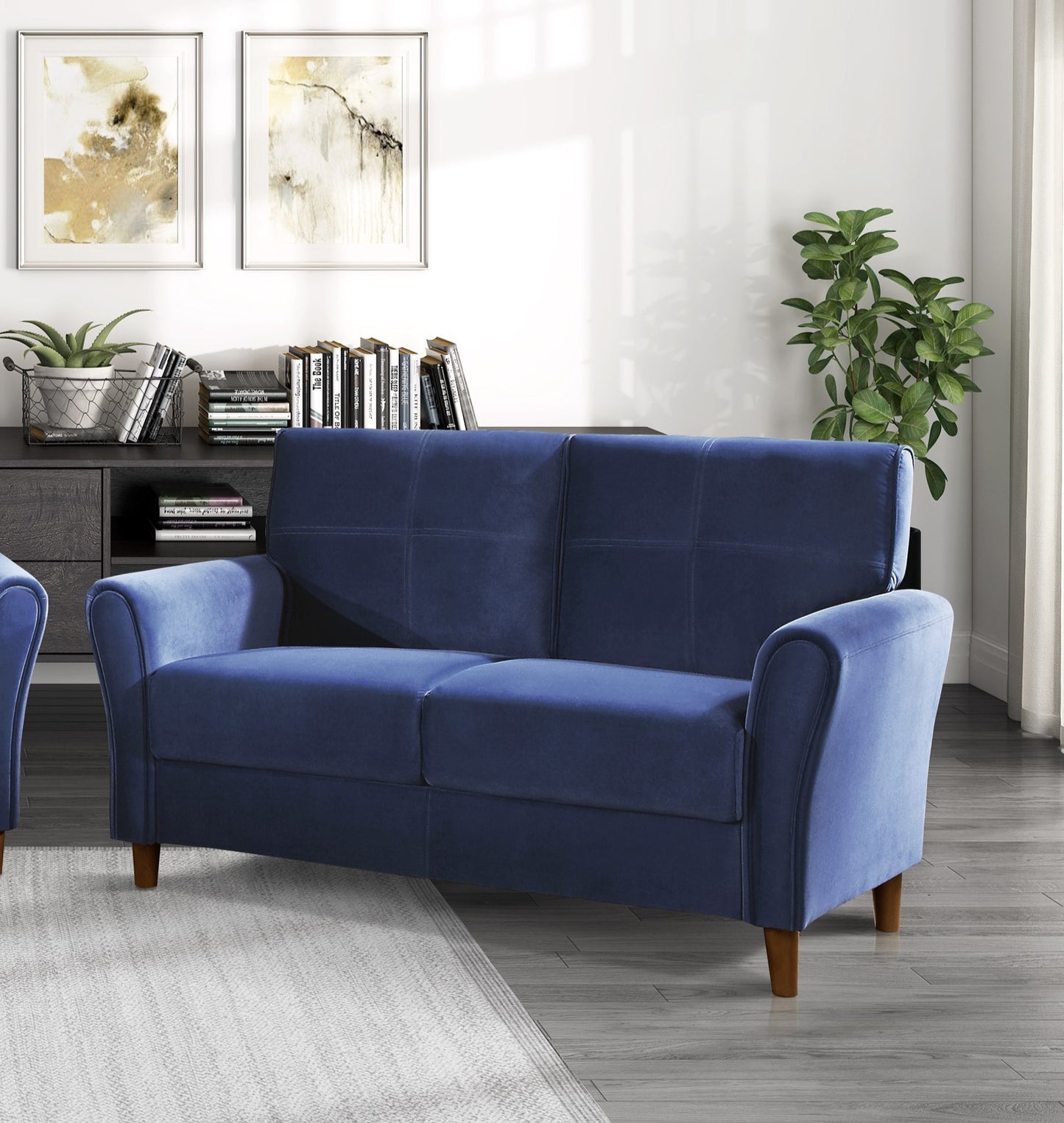 Astoria Velvet Loveseat - Blue