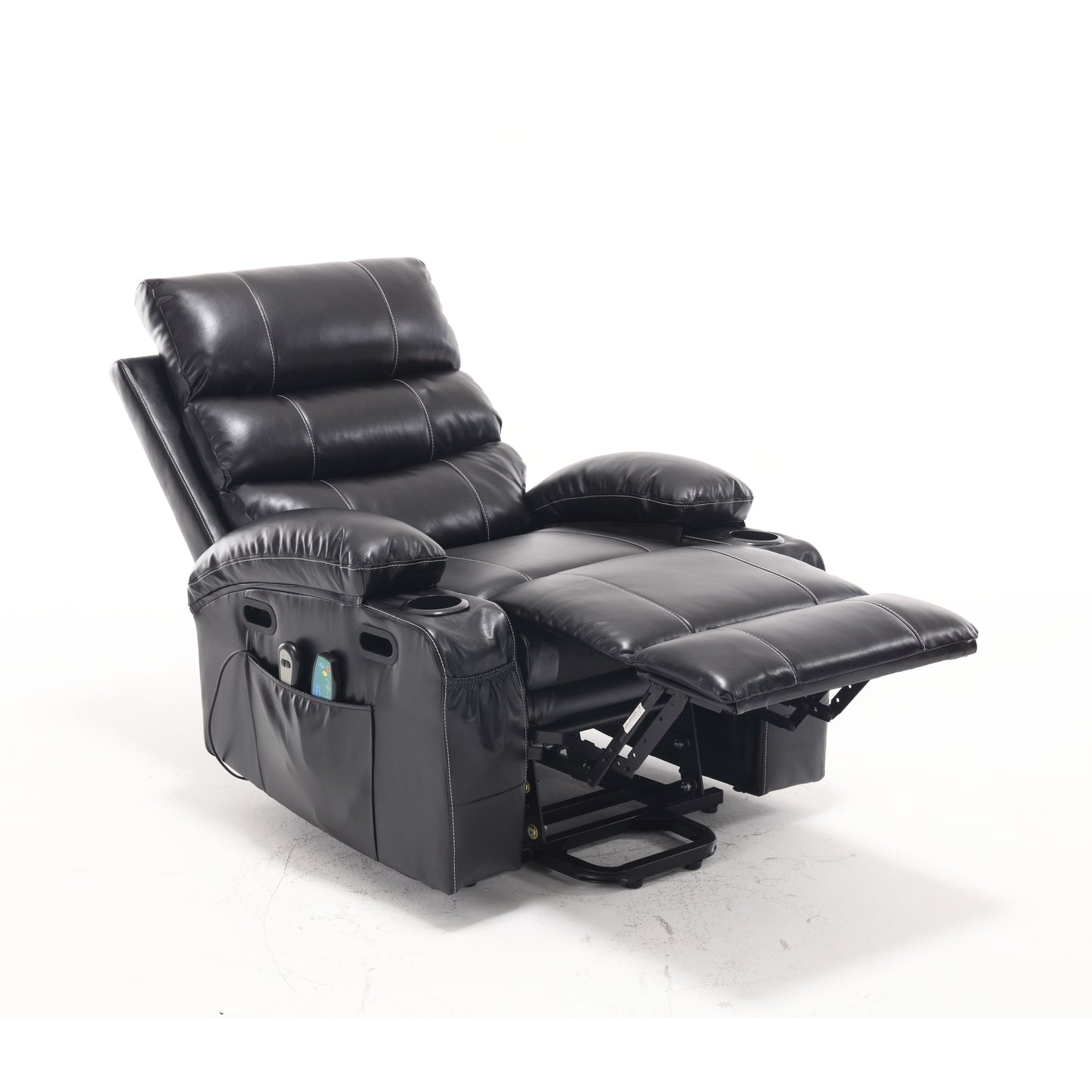 Elias Large Power Lift Recliner Chair with Massage - Black