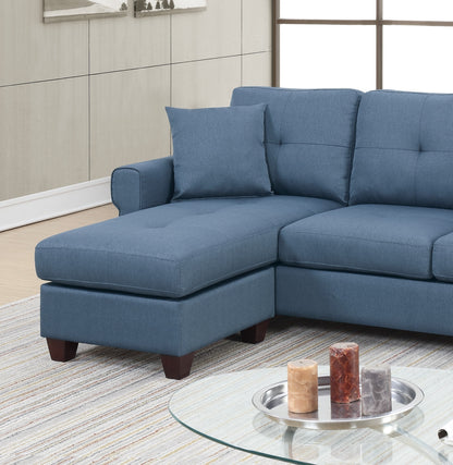 Freya Tufted Cushion Sectional Sofa Chaise  - Blue