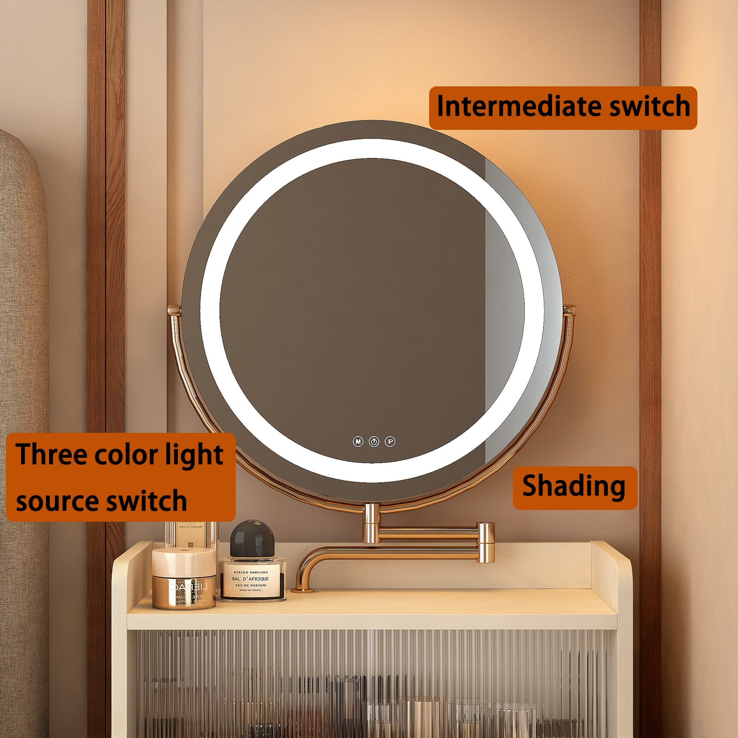 Nana 3 in 1 Vanity Desk With Mirror and Light