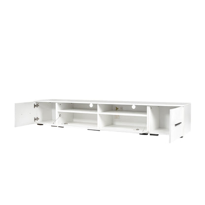 Jig Minimalist Design TV Stand with LED Lights - White