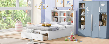 Jazz Full Size Platform Bed w 2 Drawers - White