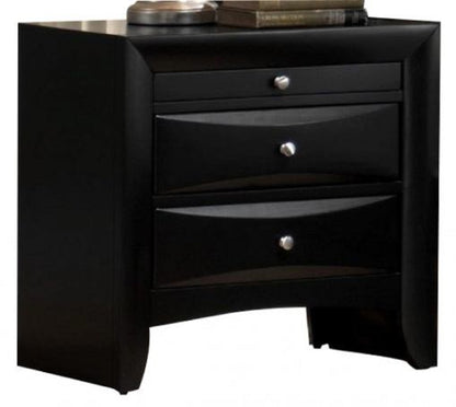 Duso Solid Wood 2 Drawer Nightstand - Black