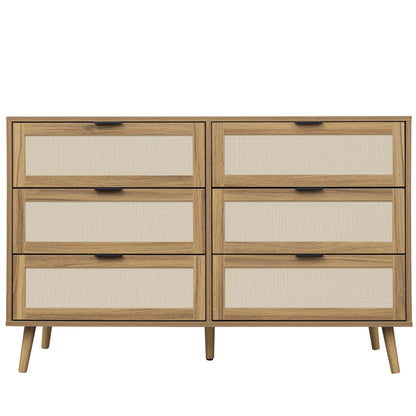 Noi 6 Drawer Dresser Wood Cabinet - Walnut